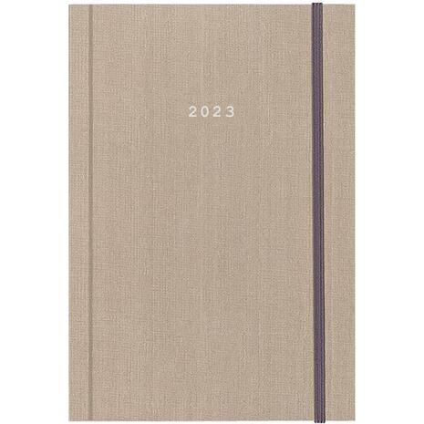 Ημερολόγιο Ημερήσιο NEXT Fabric δετό με λάστιχο 17x25cm 2023 μπεζ